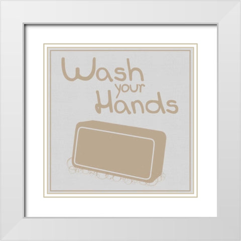 Wash Hands Brown White Modern Wood Framed Art Print with Double Matting by Gibbons, Lauren