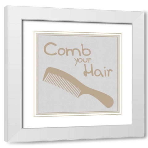 Comb Hair Brown White Modern Wood Framed Art Print with Double Matting by Gibbons, Lauren
