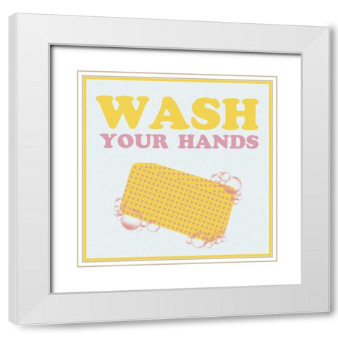 Wash Your Hands White Modern Wood Framed Art Print with Double Matting by Gibbons, Lauren