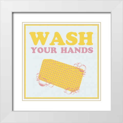 Wash Your Hands White Modern Wood Framed Art Print with Double Matting by Gibbons, Lauren
