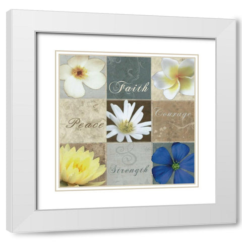 9 Box Blues White Modern Wood Framed Art Print with Double Matting by Gibbons, Lauren