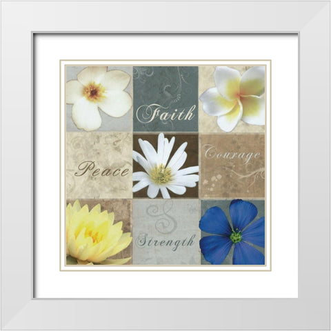 9 Box Blues White Modern Wood Framed Art Print with Double Matting by Gibbons, Lauren