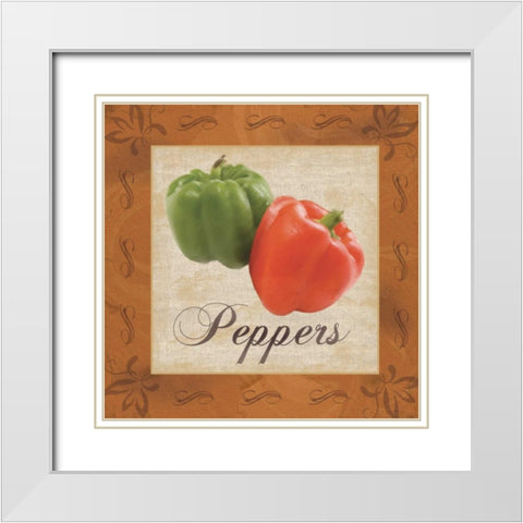 Peppers White Modern Wood Framed Art Print with Double Matting by Gibbons, Lauren
