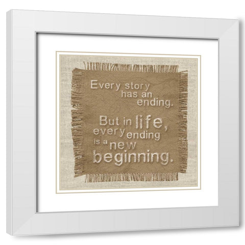 Burlap Beginning White Modern Wood Framed Art Print with Double Matting by Gibbons, Lauren