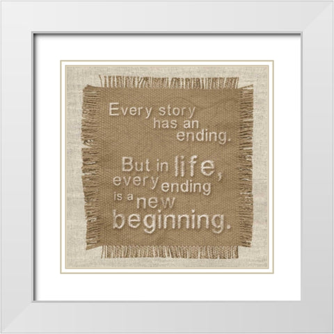 Burlap Beginning White Modern Wood Framed Art Print with Double Matting by Gibbons, Lauren