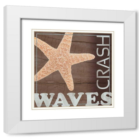Waves Crash White Modern Wood Framed Art Print with Double Matting by Gibbons, Lauren