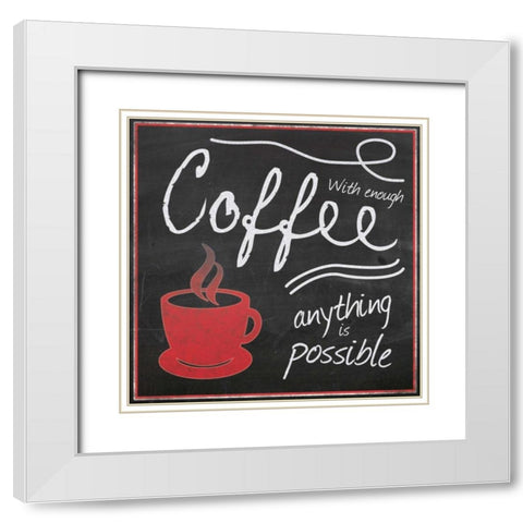 Red Cup Coffee White Modern Wood Framed Art Print with Double Matting by Gibbons, Lauren