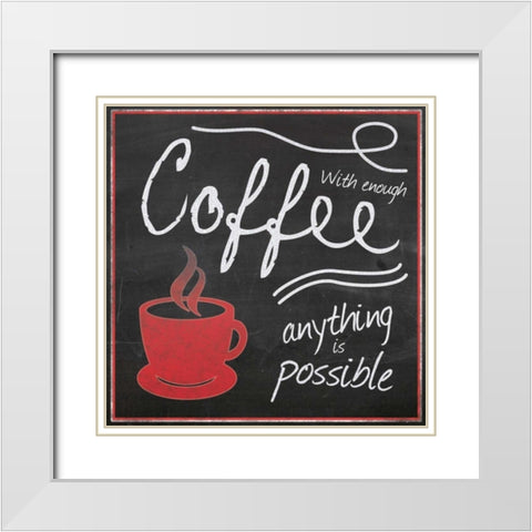 Red Cup Coffee White Modern Wood Framed Art Print with Double Matting by Gibbons, Lauren