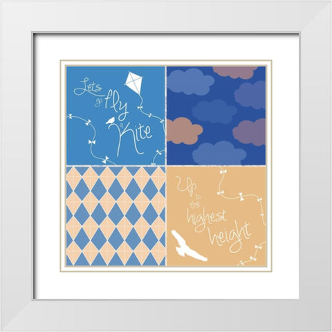 Kite Combo White Modern Wood Framed Art Print with Double Matting by Gibbons, Lauren