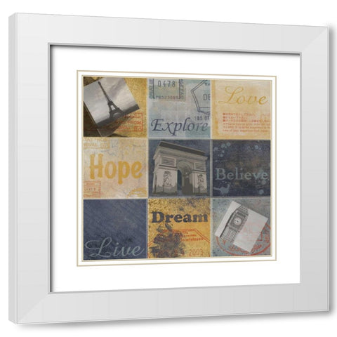 9 Boxes Travel A White Modern Wood Framed Art Print with Double Matting by Gibbons, Lauren