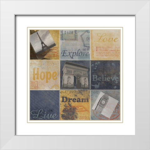9 Boxes Travel A White Modern Wood Framed Art Print with Double Matting by Gibbons, Lauren