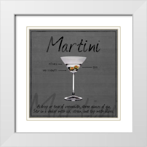 Martini Gray White Modern Wood Framed Art Print with Double Matting by Gibbons, Lauren