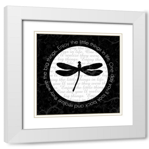 Dragonfly White Modern Wood Framed Art Print with Double Matting by Gibbons, Lauren