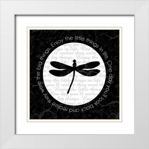 Dragonfly White Modern Wood Framed Art Print with Double Matting by Gibbons, Lauren