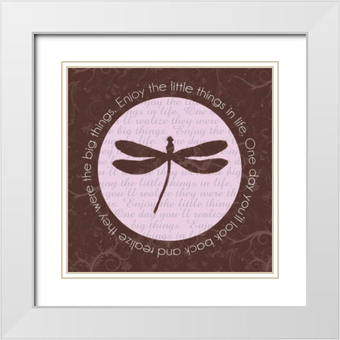 Dragonfly Brown White Modern Wood Framed Art Print with Double Matting by Gibbons, Lauren