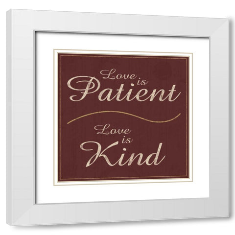 Love is Patient White Modern Wood Framed Art Print with Double Matting by Gibbons, Lauren
