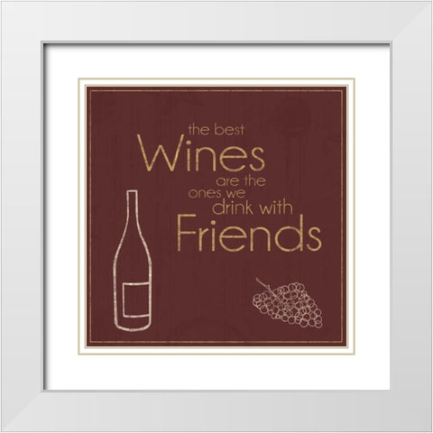 Wine with Friends White Modern Wood Framed Art Print with Double Matting by Gibbons, Lauren