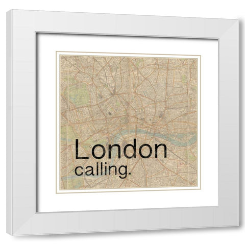 Map London White Modern Wood Framed Art Print with Double Matting by Gibbons, Lauren