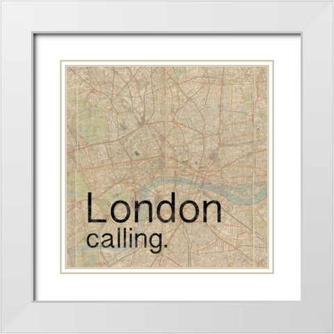 Map London White Modern Wood Framed Art Print with Double Matting by Gibbons, Lauren