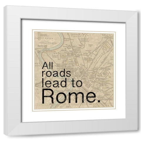 Map Rome White Modern Wood Framed Art Print with Double Matting by Gibbons, Lauren
