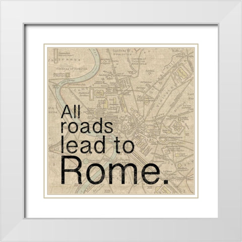 Map Rome White Modern Wood Framed Art Print with Double Matting by Gibbons, Lauren