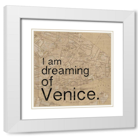 Map Venice White Modern Wood Framed Art Print with Double Matting by Gibbons, Lauren