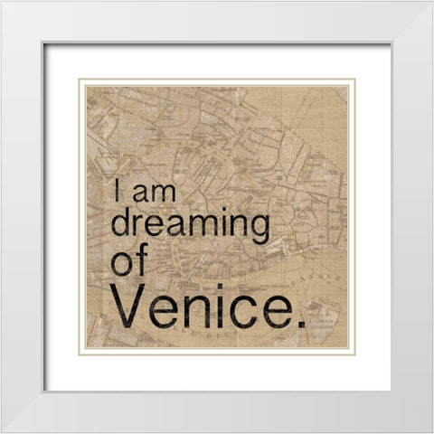 Map Venice White Modern Wood Framed Art Print with Double Matting by Gibbons, Lauren