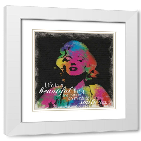Marilyn Rainbow Smile White Modern Wood Framed Art Print with Double Matting by Gibbons, Lauren