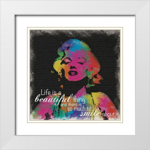 Marilyn Rainbow Smile White Modern Wood Framed Art Print with Double Matting by Gibbons, Lauren