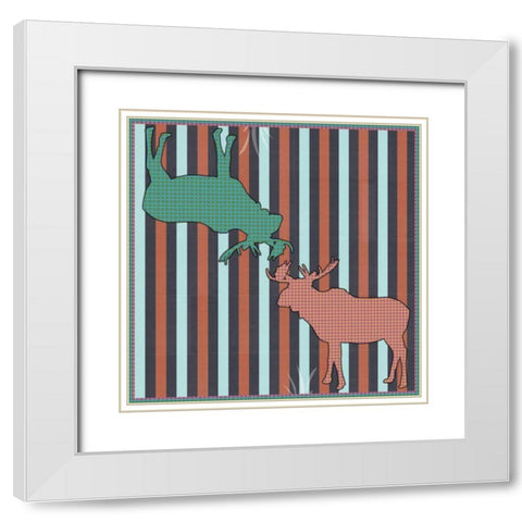 Moose Patterns White Modern Wood Framed Art Print with Double Matting by Gibbons, Lauren