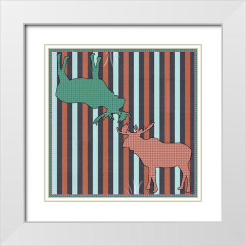 Moose Patterns White Modern Wood Framed Art Print with Double Matting by Gibbons, Lauren