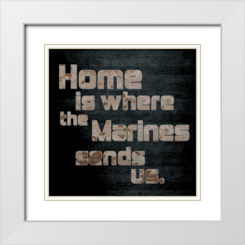 Marines Home White Modern Wood Framed Art Print with Double Matting by Gibbons, Lauren