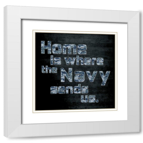 Navy Home White Modern Wood Framed Art Print with Double Matting by Gibbons, Lauren