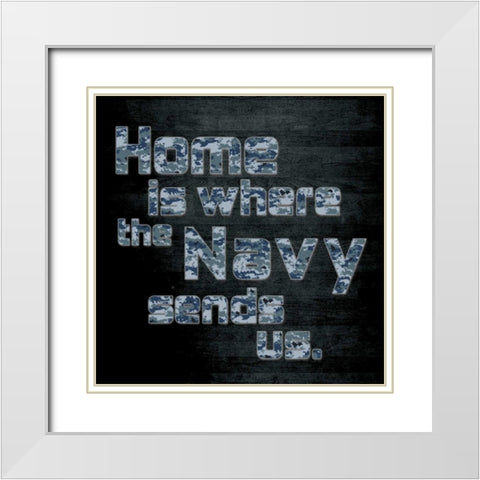 Navy Home White Modern Wood Framed Art Print with Double Matting by Gibbons, Lauren