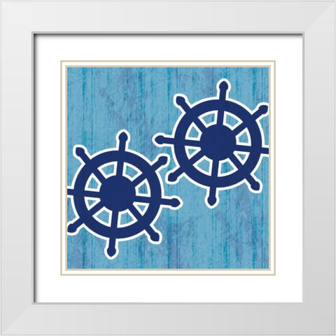 Blue Wheel White Modern Wood Framed Art Print with Double Matting by Gibbons, Lauren