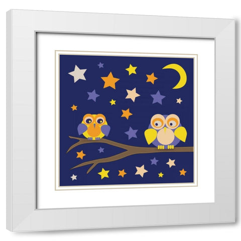Owls of Color 3 White Modern Wood Framed Art Print with Double Matting by Gibbons, Lauren