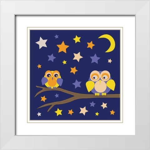Owls of Color 3 White Modern Wood Framed Art Print with Double Matting by Gibbons, Lauren