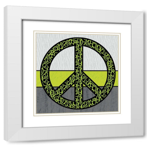 Peace Green White Modern Wood Framed Art Print with Double Matting by Gibbons, Lauren