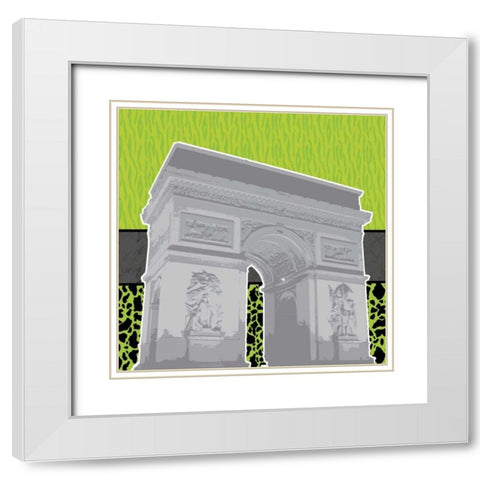 Eiffel Tween Green 2 White Modern Wood Framed Art Print with Double Matting by Gibbons, Lauren