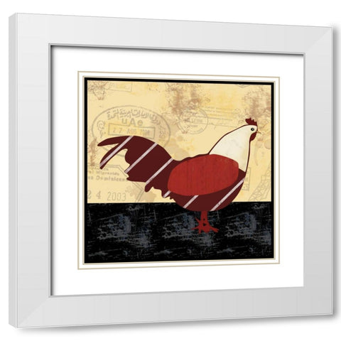 A Red Hen White Modern Wood Framed Art Print with Double Matting by Gibbons, Lauren