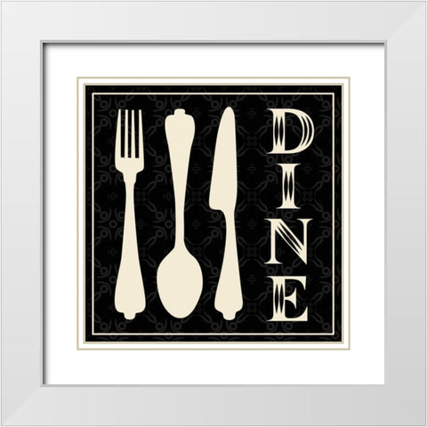 Dine Utensils White Modern Wood Framed Art Print with Double Matting by Gibbons, Lauren
