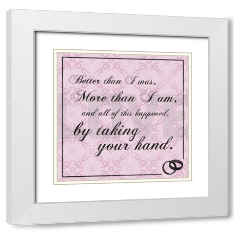 Wedding Hands Pink White Modern Wood Framed Art Print with Double Matting by Gibbons, Lauren