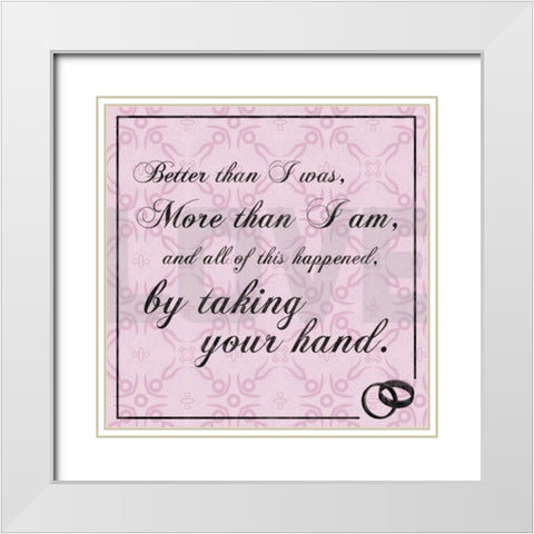 Wedding Hands Pink White Modern Wood Framed Art Print with Double Matting by Gibbons, Lauren