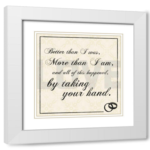 Wedding Hand White Modern Wood Framed Art Print with Double Matting by Gibbons, Lauren