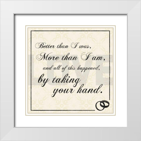 Wedding Hand White Modern Wood Framed Art Print with Double Matting by Gibbons, Lauren