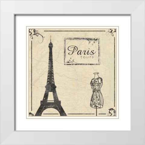 Paris 2b White Modern Wood Framed Art Print with Double Matting by Gibbons, Lauren