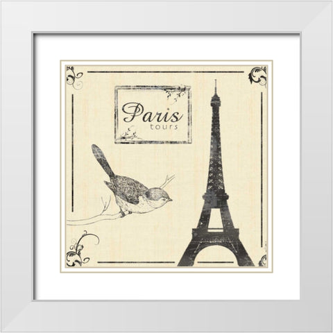 Paris White Modern Wood Framed Art Print with Double Matting by Gibbons, Lauren