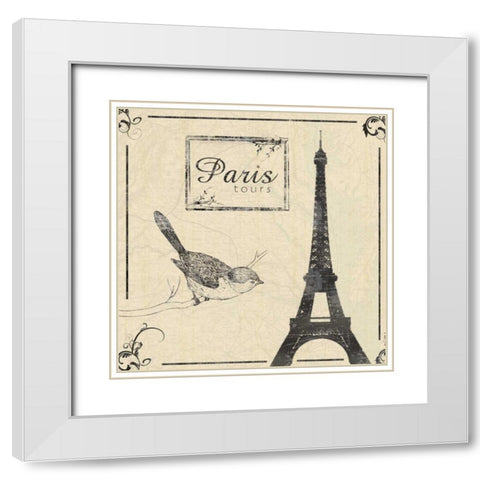 Paris b White Modern Wood Framed Art Print with Double Matting by Gibbons, Lauren