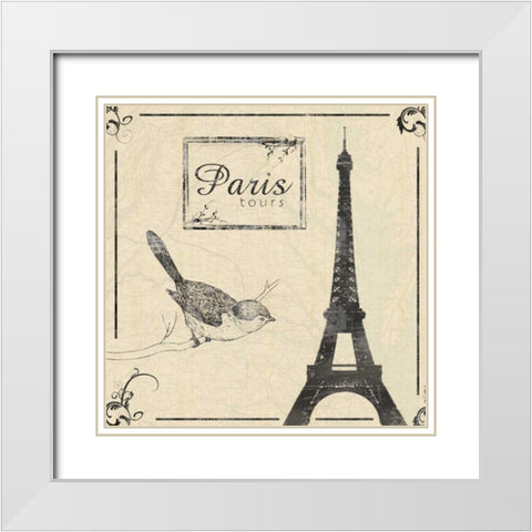 Paris b White Modern Wood Framed Art Print with Double Matting by Gibbons, Lauren
