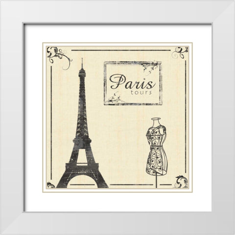 Paris 2 White Modern Wood Framed Art Print with Double Matting by Gibbons, Lauren
